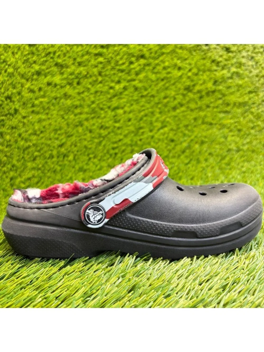 Crocs Classic Lined Camo Clog Boys Size 13C Black Casual Walking Slip On Sandals